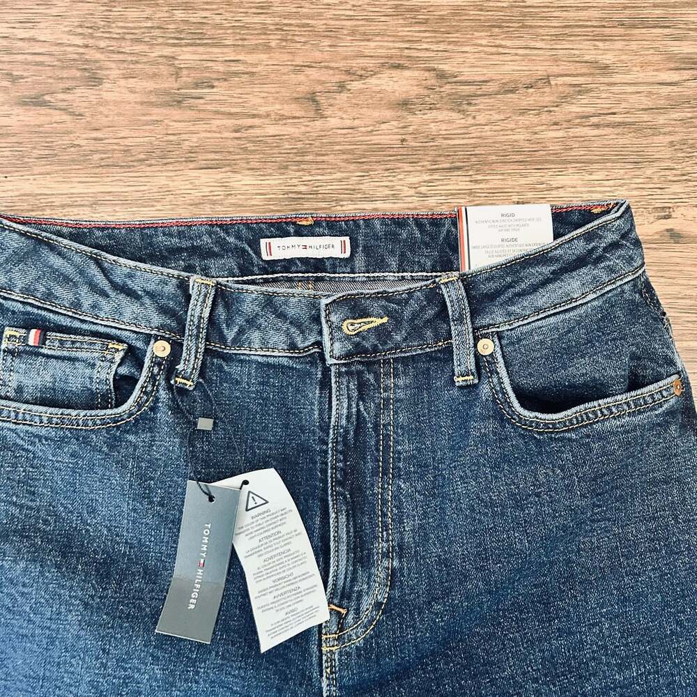 Tommy Hilfiger Cropped Wide Leg Jeans Size 6 Blue Denim High Rise